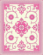 Vibrant Pink Floral Baroque Rug