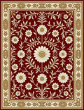 Rich Burgundy Daisy Vine Border Rug