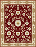 Rich Burgundy Daisy Vine Border Rug