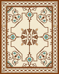 Cream Ornamental Brown Floral Medallion Rug