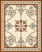 Cream Ornamental Brown Floral Medallion Rug