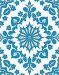 Bright Turquoise Floral Symmetry Rug