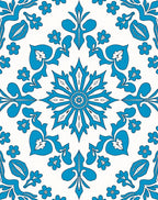 Bright Turquoise Floral Symmetry Rug