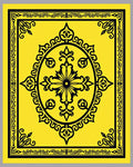 Golden Yellow Black Ornate Medallion Rug