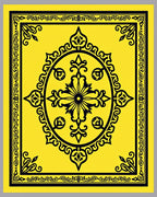 Golden Yellow Black Ornate Medallion Rug