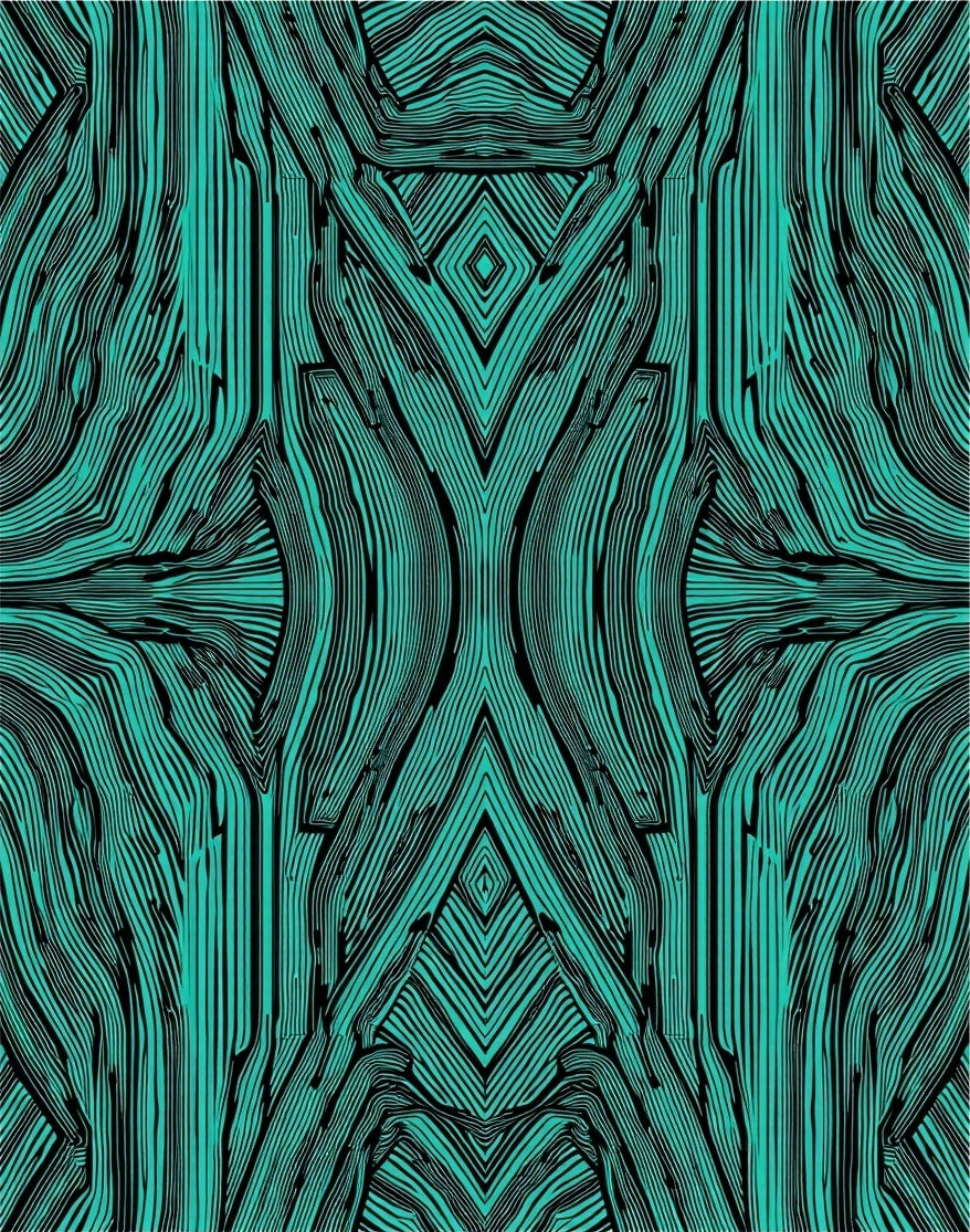 Teal Black Organic Woven Symmetry Rug