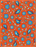 Charming Blue Birds Floral Vine Rug