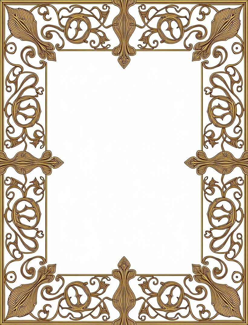 Antique Gold Floral Swirl Accents Rug