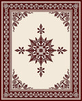 Maroon and Cream Ornamental Snowflake Rug