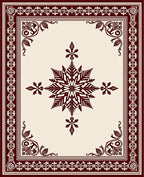 Maroon and Cream Ornamental Snowflake Rug