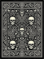 Gothic Skull Floral Scrollwork Rug