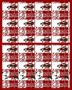 Red Green Geometric Checkerboard Imprint Rug