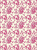 Fuchsia Floral SwirlsCream Area Rug