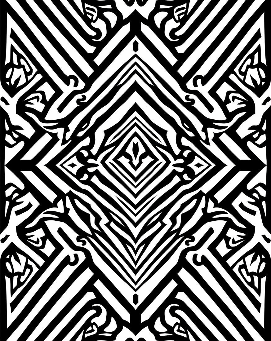 Bold Black White Geometric Diamond Rug