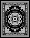 Ornate Black and White Medallion Border Rug