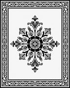 Monochromatic Black Inlaid Floral Medallion Rug