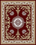 Crimson Floral Medallion Scrollwork Rug