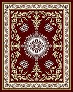 Crimson Floral Medallion Scrollwork Rug