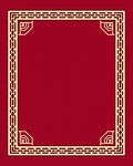 Crimson Bordered Geometric Square Frame Rug