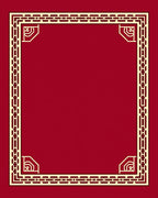 Crimson Bordered Geometric Square Frame Rug