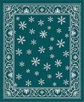 Deep Teal Snowflake Border Rug