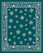 Deep Teal Snowflake Border Rug