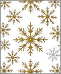 Gold Snowflake Scatter on White Background Rug