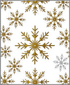 Gold Snowflake Scatter on White Background Rug