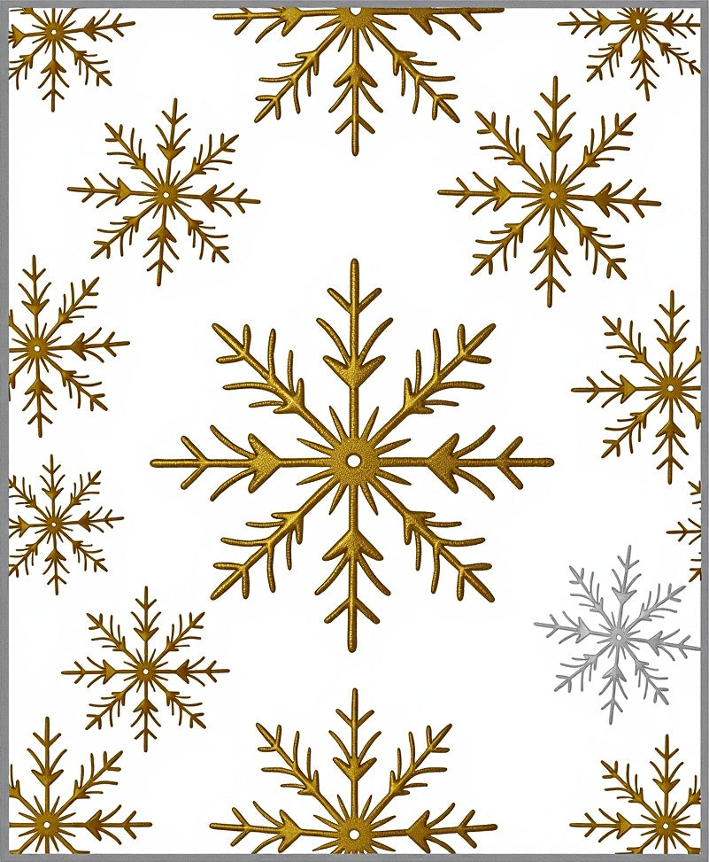 Gold Snowflake Scatter on White Background Rug
