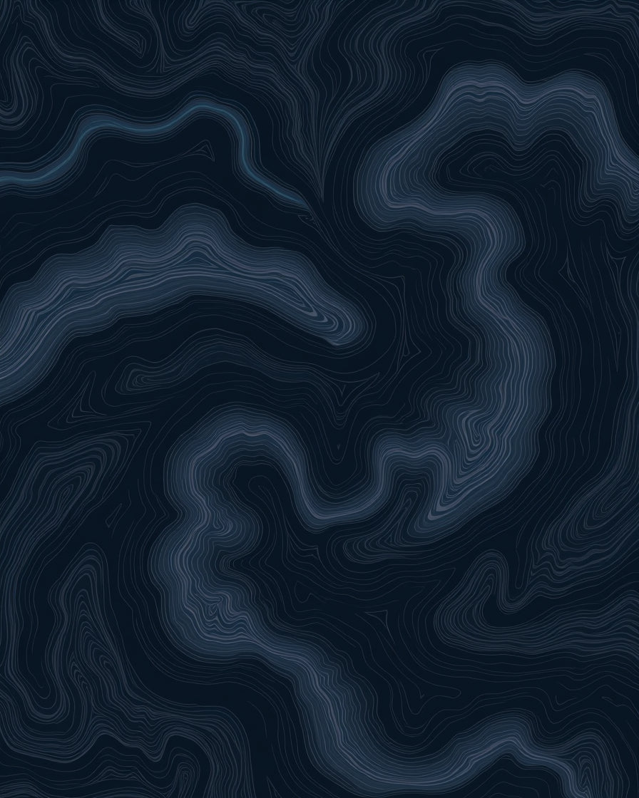 Deep Blue Topographic Contour Rug