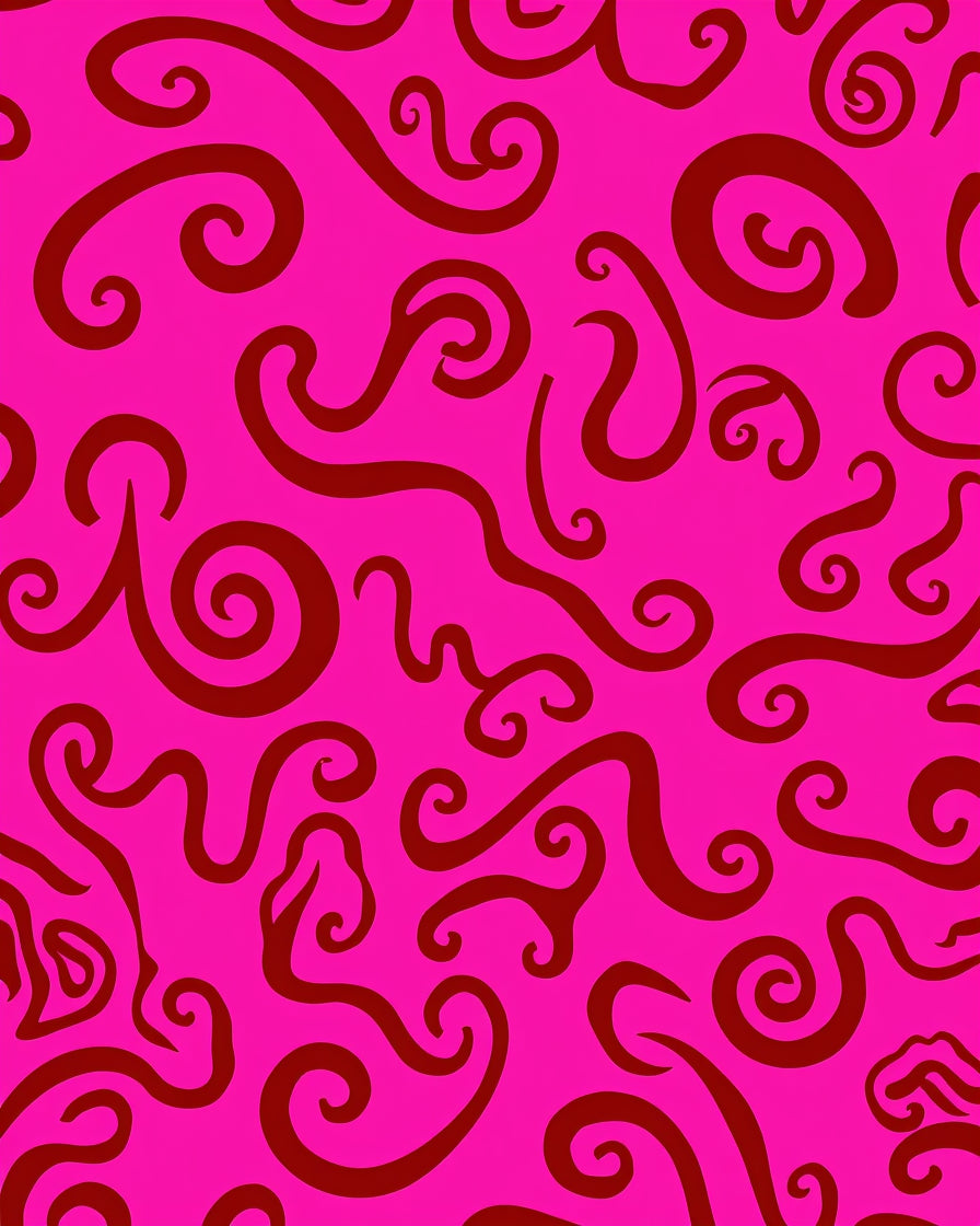 Vibrant Pink Swirling Curls Rug