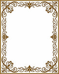 Ornate Brown Scrollwork Floral Frame Rug