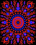 Crimson Blue Fiery Peacock Mandala Rug
