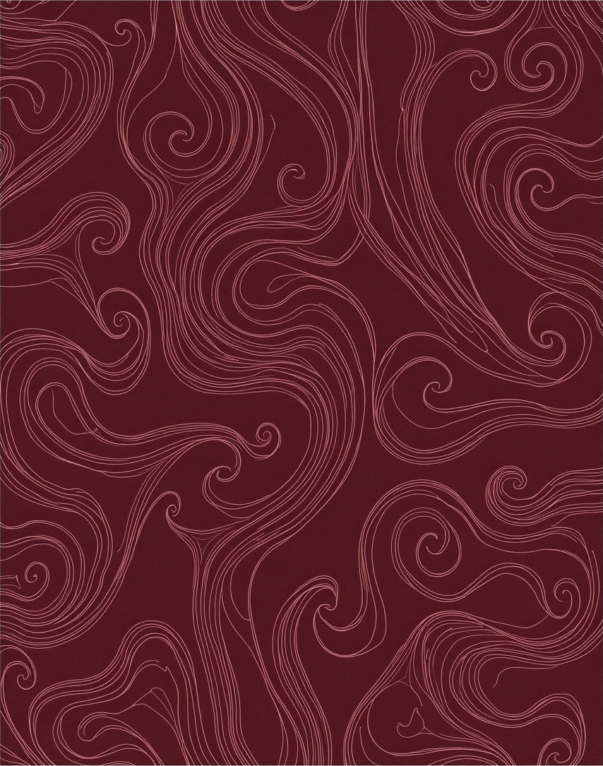 Deep Burgundy Swirl Abstract Rug