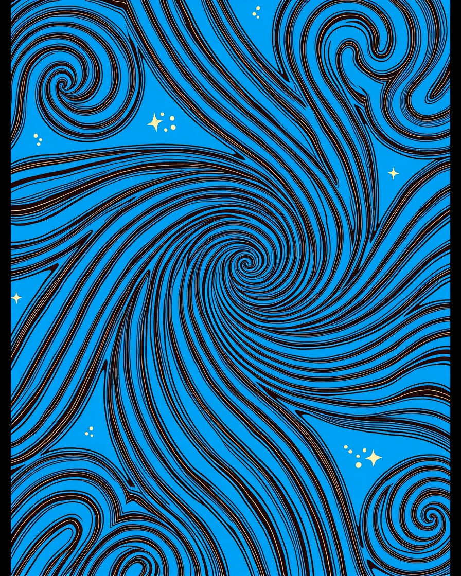 Dynamic Blue Swirl Starry Night Rug