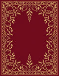 Deep Red Golden Floral Border Rug