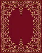 Deep Red Golden Floral Border Rug