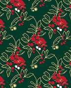 Red White Berry Branch Swirl Rug
