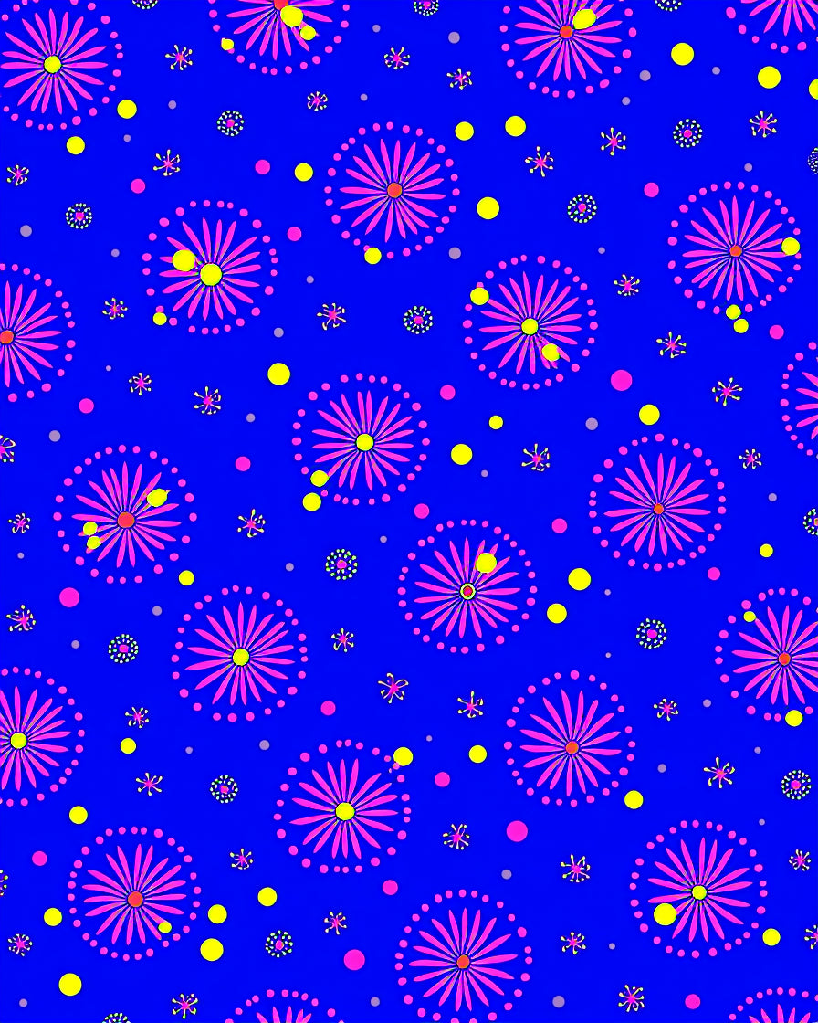 Vibrant Blue Pink Sunburst Scatter Rug