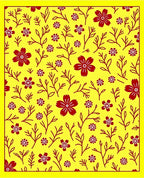 Sunny Yellow Red Floral Branch Rug