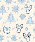 Whimsical Blue Fennec Trees Snowflakes Rug