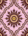 Pink Burgundy Sunburst Scroll Rug