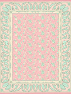 Pale Pink Mint Green Floral Border Rug