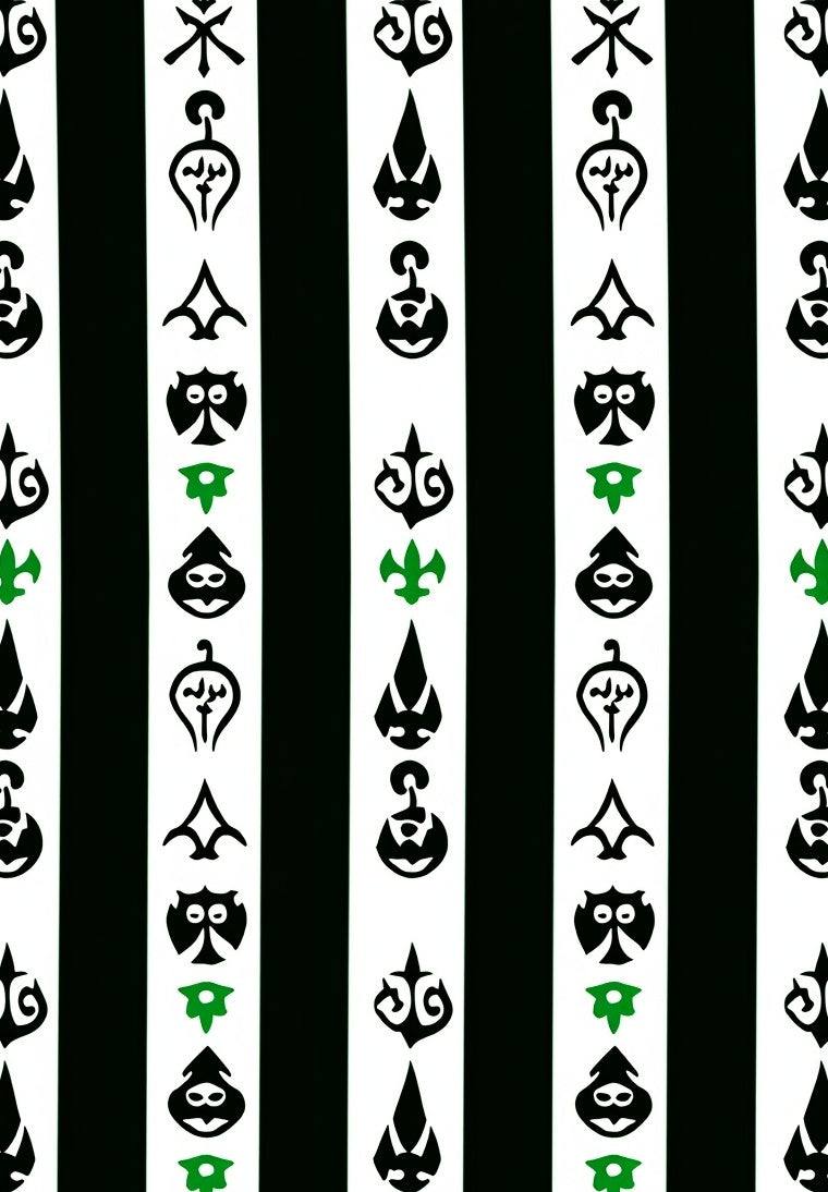 Bold Black White Green Symbolic Stripes Rug