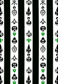 Bold Black White Green Symbolic Stripes Rug