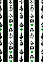 Bold Black White Green Symbolic Stripes Rug