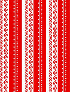 Red White Stripe Curlicue Dot Rug