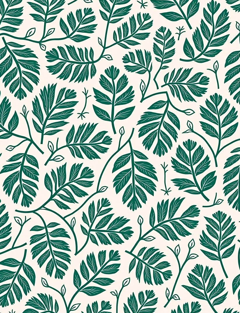 Deep Emerald Foliage Branch Art Rug