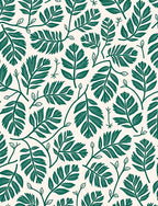 Deep Emerald Foliage Branch Art Rug