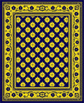 Deep Blue Yellow Floral Medallion Rug